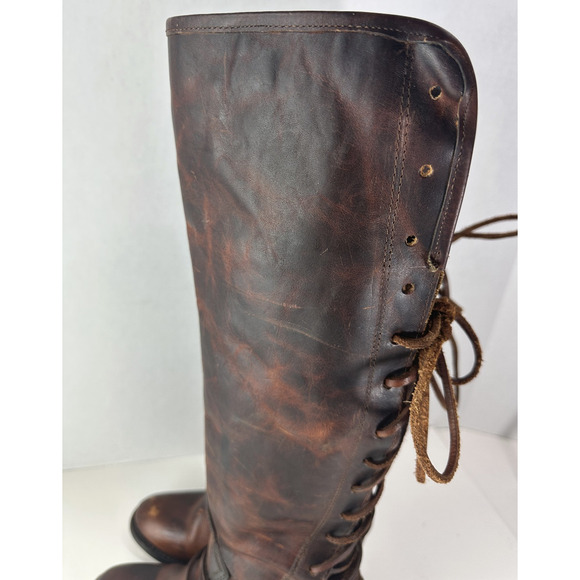 *Flawed Freebird Coal Boots Distressed Leather Tall Lace Up Western Festival 8 - Picture 6 of 16